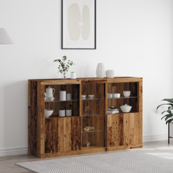 Бюфет Sonata H с LED светлини Старо дърво 162x37x100 см Инженерна дървесина - Corpuri, vitrine, biblioteci modulare