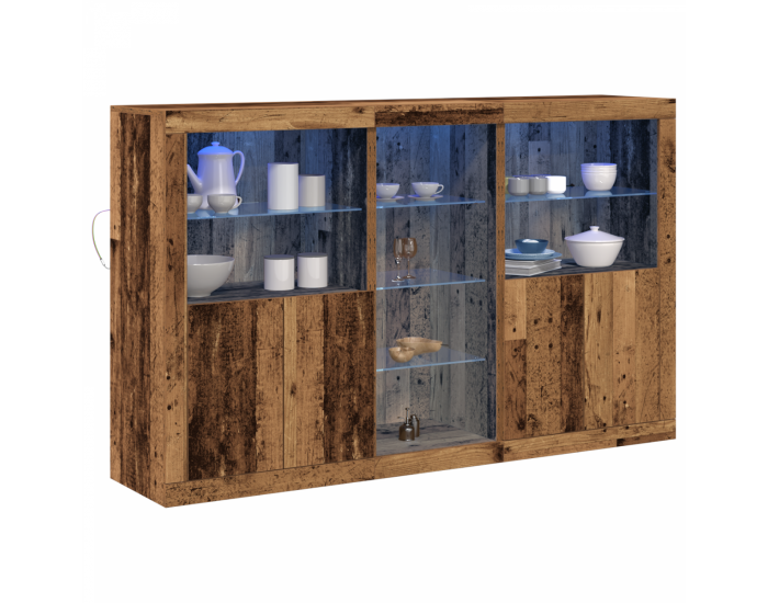 Бюфет Sonata H с LED светлини Старо дърво 162x37x100 см Инженерна дървесина