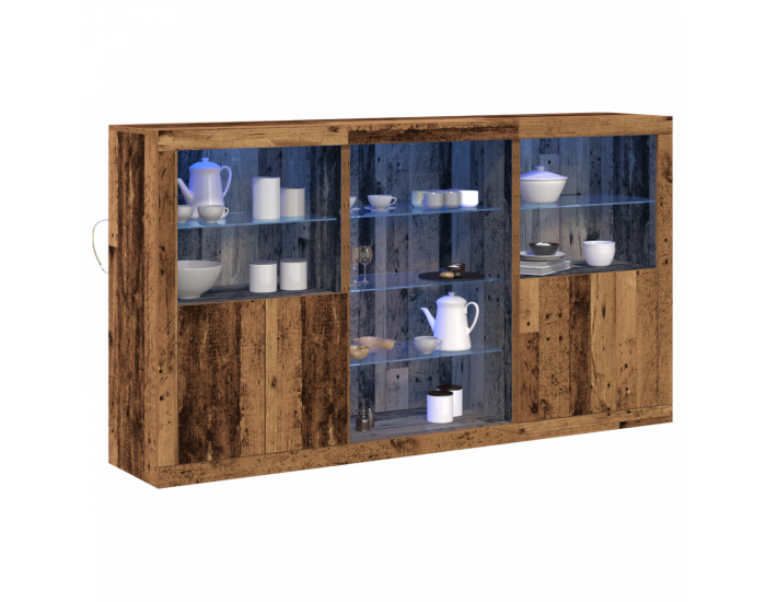 Sonata H Сайдборд с LED светлини Стара дървесина 181.5x37x100 см Инженерна дървесина