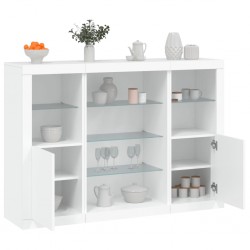 Sonata H Сайдборди с LED осветление, 3 бр, бели, инженерно дърво - Corpuri, vitrine, biblioteci modulare