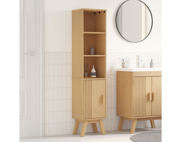 Sonata H Банков шкаф Кафяв 35x30x159 см от масивно борова дървесина