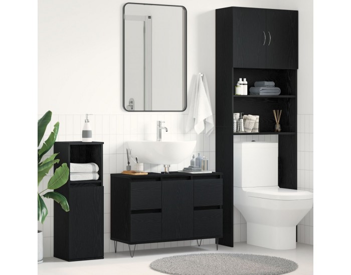 Sonata H Мивка за баня с шкаф Черен дъб 80x33x60 см Инженерна дървесина