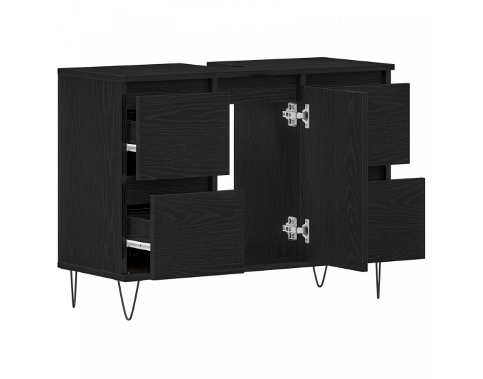 Sonata H Мивка за баня с шкаф Черен дъб 80x33x60 см Инженерна дървесина