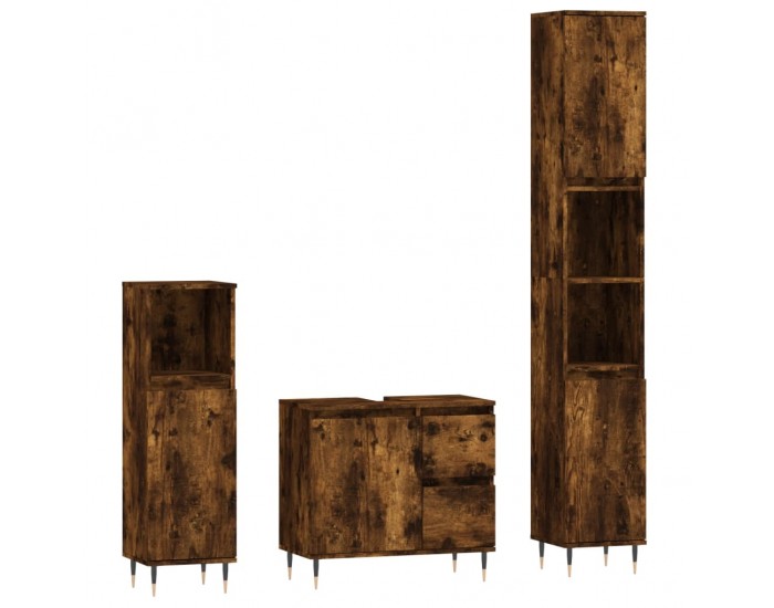 Sonata H Комплект мебели за баня от 3 части, опушен дъб, инженерно дърво