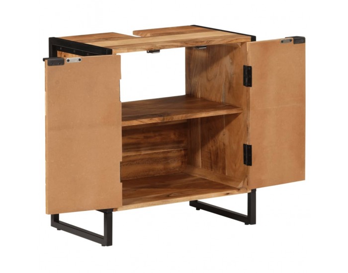 Sonata H Шкаф за баня 55x35x60 см масивно акациево дърво и желязо