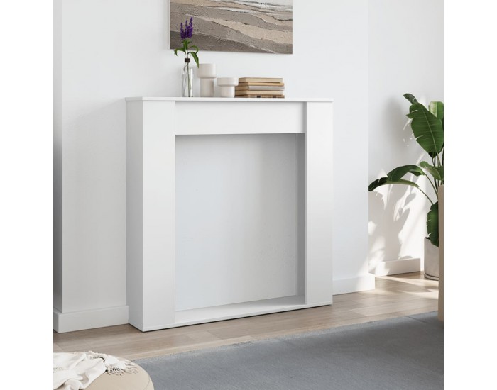 Sonata H Облицовка за камина, бяла, 100x20x100 см, инженерно дърво