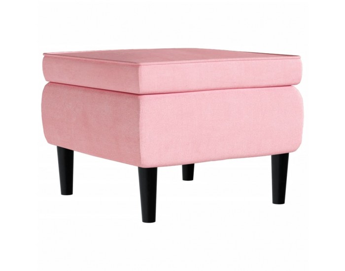 Sonata H Фотьойл Wingback с табуретка, розова, кадифе