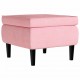 Sonata H Фотьойл Wingback с табуретка, розова, кадифе