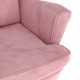 Sonata H Фотьойл Wingback с табуретка, розова, кадифе