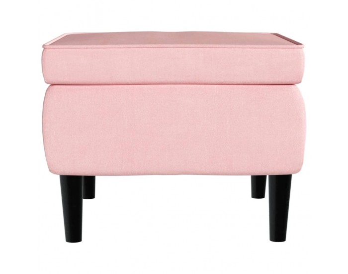 Sonata H Фотьойл Wingback с табуретка, розова, кадифе