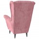 Sonata H Фотьойл Wingback с табуретка, розова, кадифе