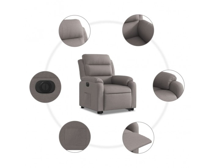Sonata Fotoliu electric rabatabil cu ridicare, gri taupe, textil
