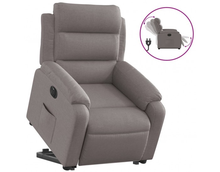Sonata Fotoliu electric rabatabil cu ridicare, gri taupe, textil