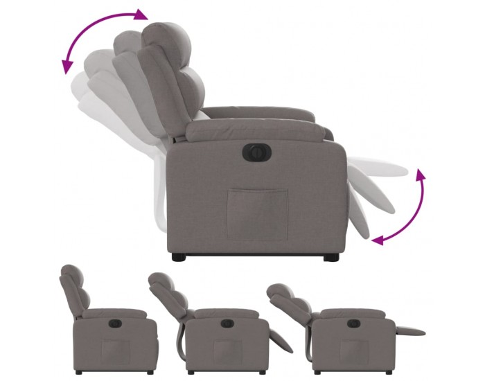 Sonata Fotoliu electric rabatabil cu ridicare, gri taupe, textil