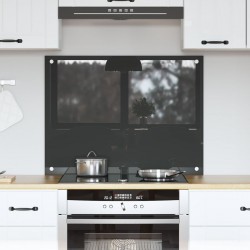 Sonata H Кухненски гръб в тъмен сив цвят - 80x60x0.6 см закалено стъкло - Accesorii de bucătărie
