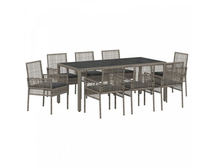 Sonata H 9 Часова Градинска Dining Set с Възглавници Сиво Полипропилен