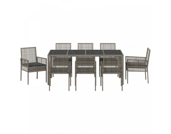 Sonata H 9 Часова Градинска Dining Set с Възглавници Сиво Полипропилен