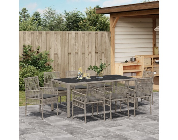 Sonata H 9 Часова Градинска Dining Set с Възглавници Сиво Полипропилен