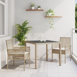 Sonata H Комплект за хранене на градина с възглавници Beige Poly Rattan - Seturi pentru exterior