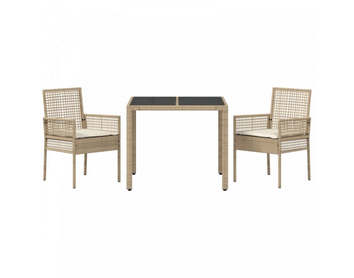 Sonata H Комплект за хранене на градина с възглавници Beige Poly Rattan