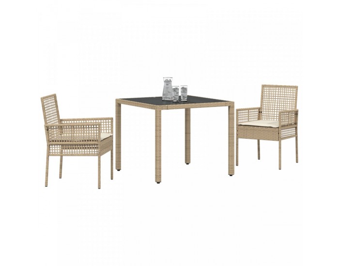 Sonata H Комплект за хранене на градина с възглавници Beige Poly Rattan