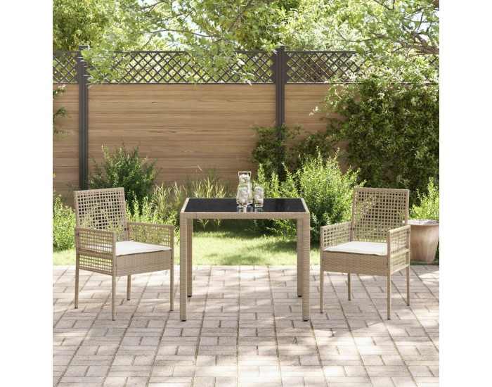 Sonata H Комплект за хранене на градина с възглавници Beige Poly Rattan