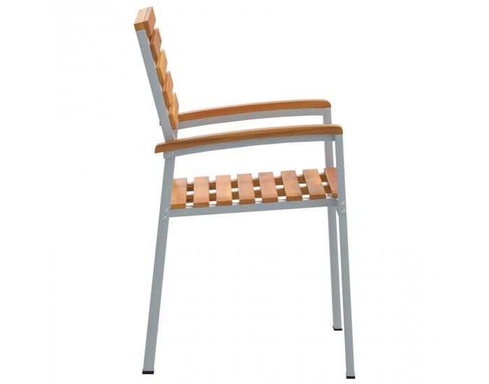 Sonata H Комплект градински столове 4 бр. Сив, от акация и стомана