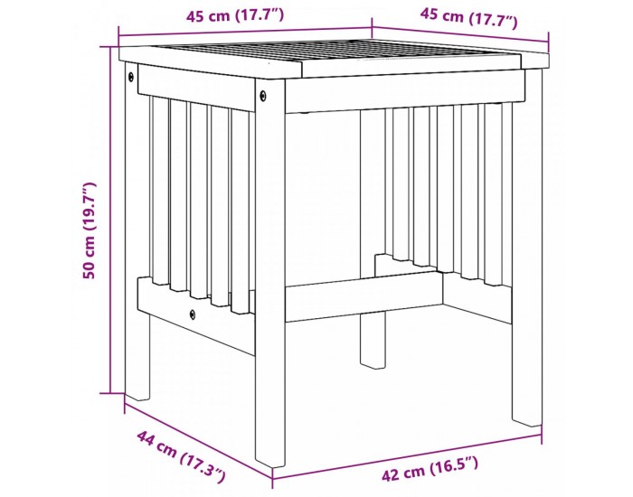 Sonata H Градинна маса в страни Кафяво 45x45x50 см Масивна акациева дървесина