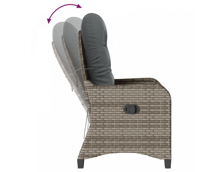 Sonata H Recliner Chair with Cushion Grey Poly Rattan