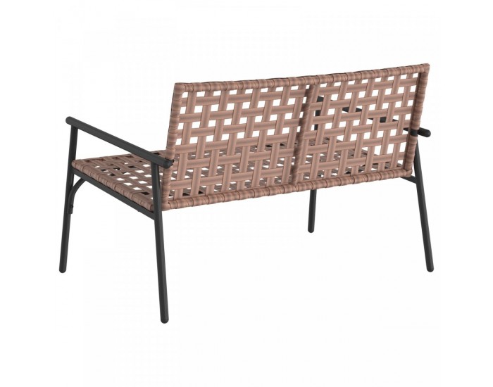 Sonata H Градинска пейка Черна 113x79x75 см Полиране на ратан