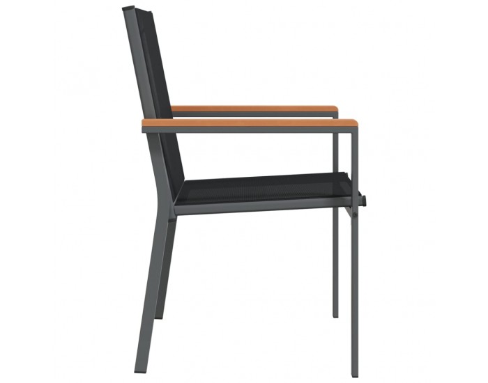 Sonata H Градински столове 6 бр черни 55x61,5x90 см Textilene и стомана