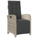 Sonata H Накланящ се градински стол с опора за крака светлосив полиратан