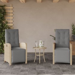 Sonata H Накланящи градински столове с подложка 2 бр, бежов, полиратан - Scaune de grădină