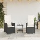 Sonata H Накланящи градински столове с възглавници 2 бр черни полиратан