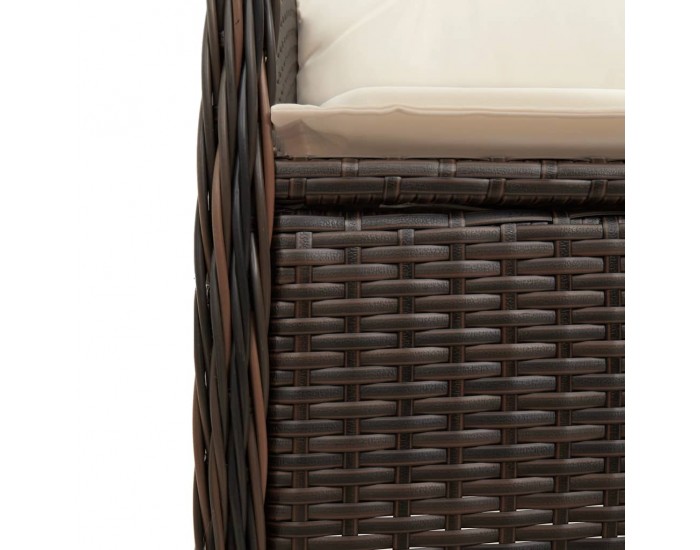 Sonata H Накланящи се градински столове, 2 бр, с маса, кафяв, полиратан