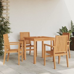 Sonata H Стифиращи градински столове 4 бр 56,5x57,5x91 см тик масив - Scaune de grădină