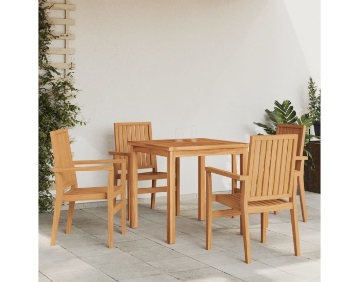Sonata H Стифиращи градински столове 4 бр 56,5x57,5x91 см тик масив