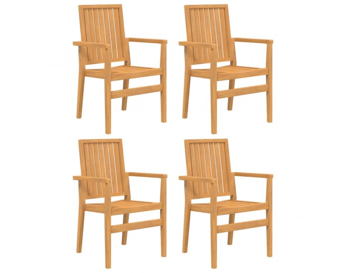 Sonata H Стифиращи градински столове 4 бр 56,5x57,5x91 см тик масив