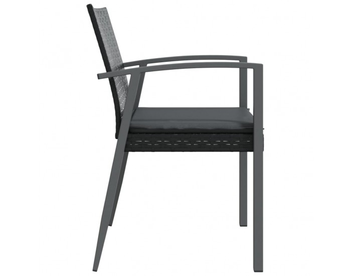 Sonata H Градински стол с възглавници 6 бр черни 56,5x57x83 см полиратан