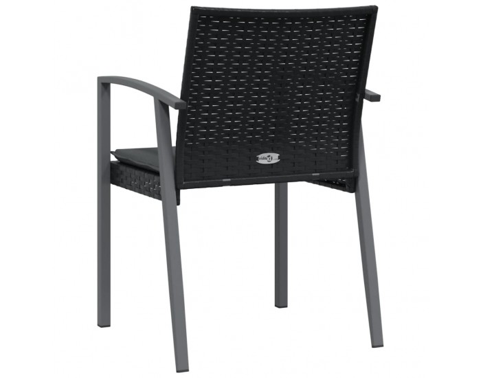 Sonata H Градински стол с възглавници 6 бр черни 56,5x57x83 см полиратан