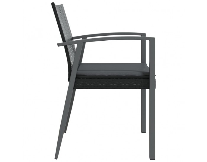 Sonata H Градински стол с възглавници 4 бр черни 56,5x57x83 см полиратан
