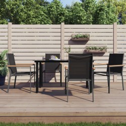 Sonata H Градински столове 4 бр черни 55x61,5x90 см Textilene и стомана - Scaune de grădină