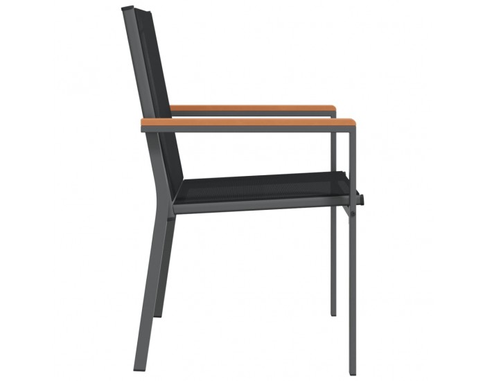Sonata H Градински столове 4 бр черни 55x61,5x90 см Textilene и стомана