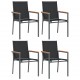 Sonata H Градински столове 4 бр черни 55x61,5x90 см Textilene и стомана