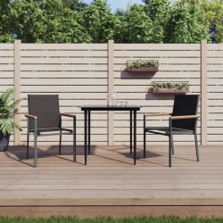 Sonata H Градински столове 2 бр черни 55x61,5x90 см Textilene и стомана - Scaune de grădină