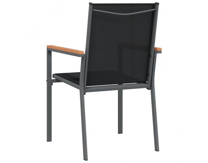 Sonata H Градински столове 2 бр черни 55x61,5x90 см Textilene и стомана