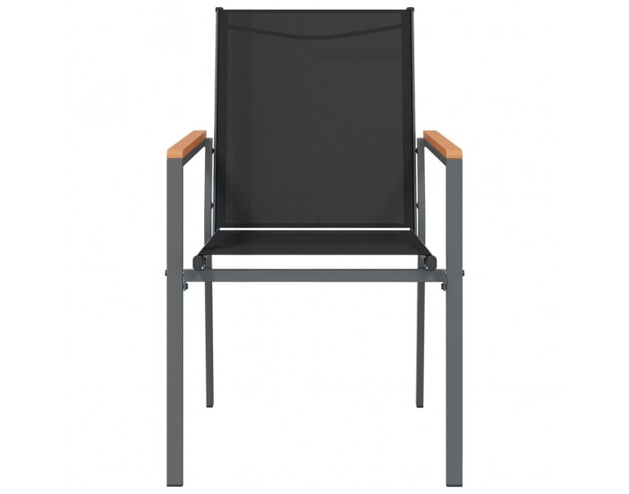 Sonata H Градински столове 2 бр черни 55x61,5x90 см Textilene и стомана