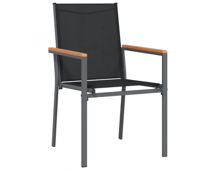 Sonata H Градински столове 2 бр черни 55x61,5x90 см Textilene и стомана