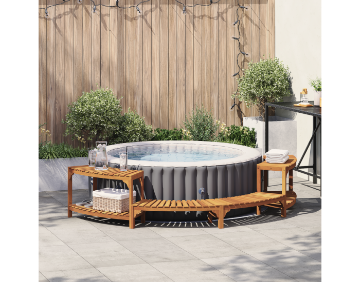 Sonata H Полуокръгла ограда за вана 272x120.5x55.5 см от твърдо дърво акация