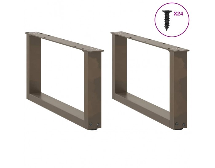 Sonata H Крака за масичка за кафе, U-образни, 2 бр., естествена стомана, 60 x (30-31) см, стомана